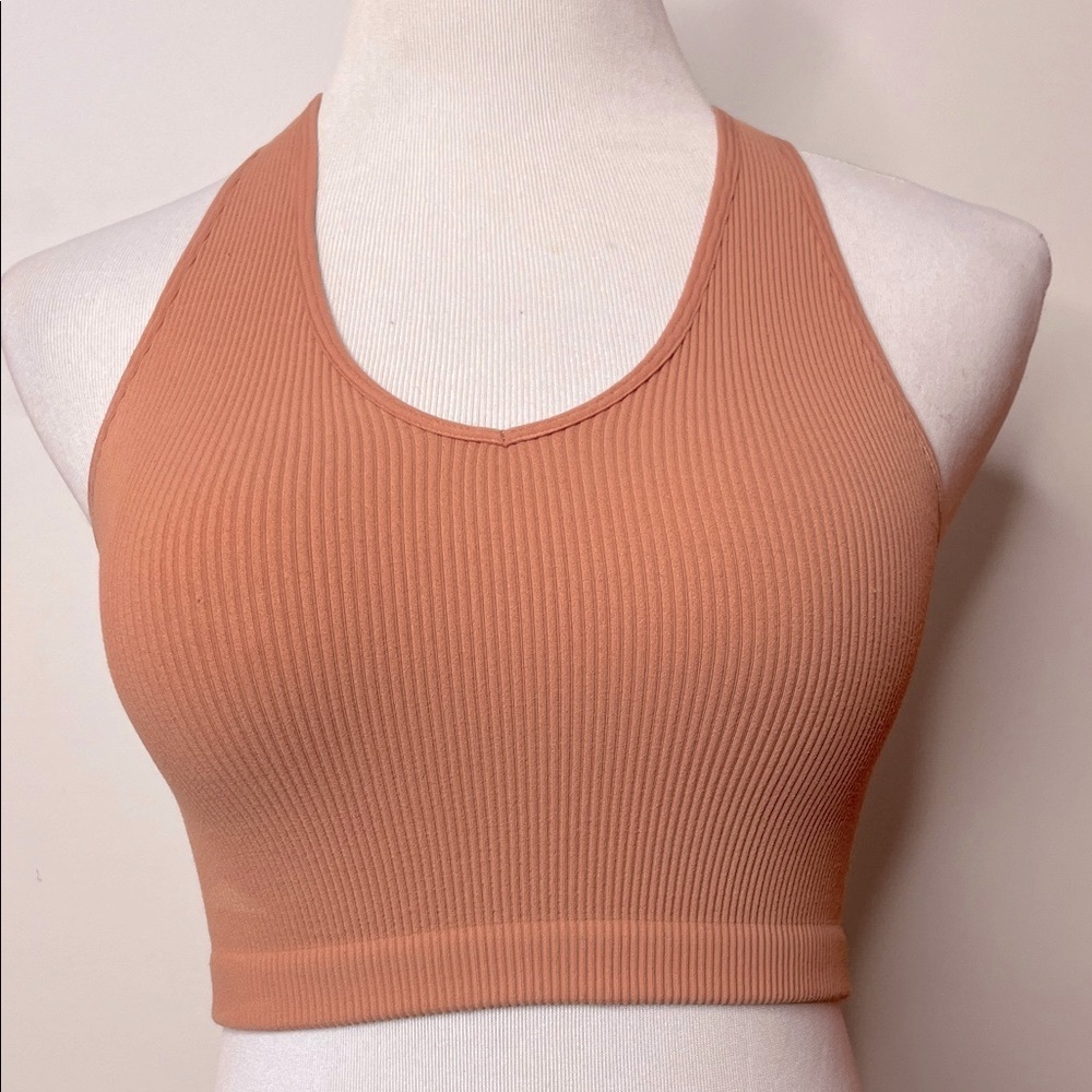 Zenana Outfitters Ribbed Halter Top in Coral